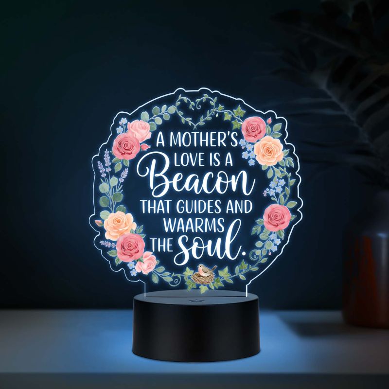 Inspirational Quote UV Print 7 Color LED Night Lamp Mothers Day Gift for Mom Acrylic Light